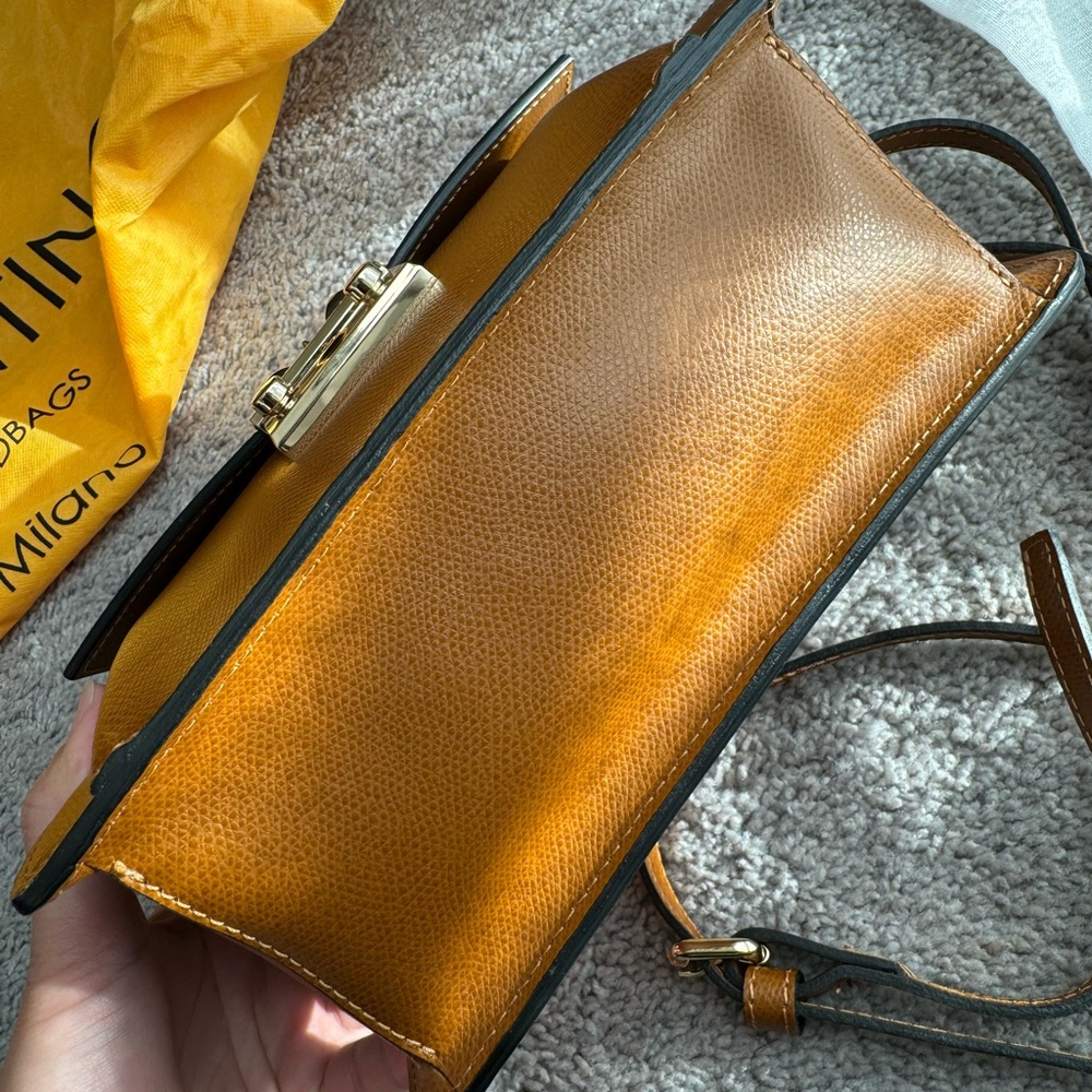 Mario Valentino Tan Crossbody Bag with Gold Accents - Picture 8 of 16